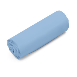 Fil blanc - Drap housse en percale de coton uni ciel 90x190 cm