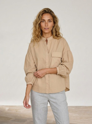 Marc O'Polo - Chemise Col Mao Poche beige moyen 36
