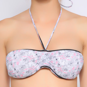 Noadya - Maillot top bandeau imprime gris 36