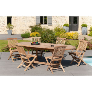 Macabane - Table ovale extensible Fun teck - 180/240x100 cm OS
