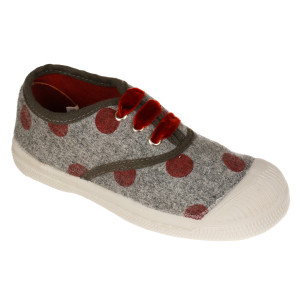 Bensimon - Tennis basses Flaneldots lacets velours gris/brique 31
