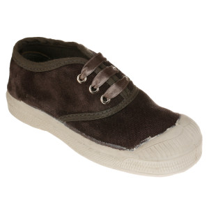 Bensimon - Tennis basses en Velours Vintage lacets taupe 34