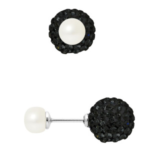 Mitzuko - Boucles d'oreilles Recto Verso Argent Perles d'Eau Douce blanches OS