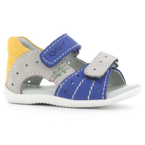 Kickers - Sandales en Velours de Cuir Boping bleu/gris/jaune 19