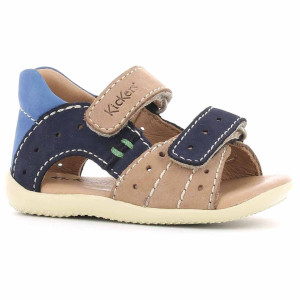 Kickers - Sandales en Velours de Cuir Boping beige/marine/bleu 19