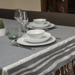 Febronie - Nappe 100% Coton 200 g/m² Hamptons gris moyen 170x170 cm
