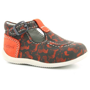 Kickers - Salomés Bébé en Velours de cuir gris/orange 24