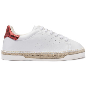Canal Saint Martin - Baskets espadrilles en Cuir Lancry Roma blanc/rouge 36