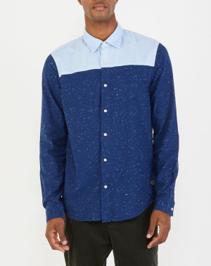 Scotch & Soda - Chemise Regular Fit bicolore bleu/ciel XL