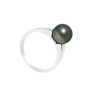 Mitzuko - Bague Jonc Bombé Argent Perle de Culture de Tahiti verte 50