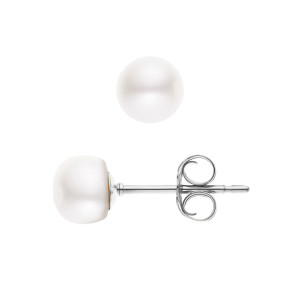 Mitzuko - Boucles d'oreilles Cara Argent Perles d'Eau Douce blanches OS
