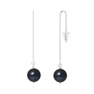 Mitzuko - Boucles d'oreilles Argent Perles de Tahiti noires 9-10 mm OS