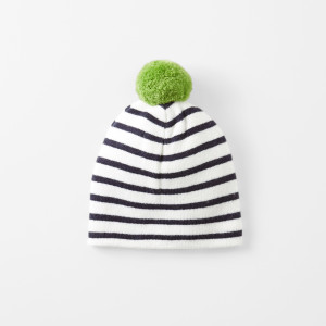 Jacadi - Bonnet en Coton & Laine à rayures marine/blanc 45