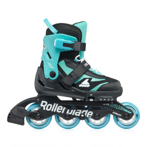 Rolki dla dzieci Rollerblade Microblade - Czarno/Jasno Niebieski  - 28-32