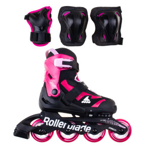 Rolki dla dzieci Rollerblade Microblade Combo - Czarno-Różowe Reg - 36,5-40,5