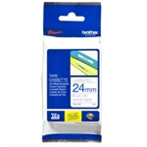 Brother TZe-253 cinta 24mm texto azul sobre blanco (8M)