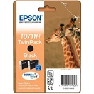 T0711H 2 x Cartuchos de tinta (Epson T071140H) negro