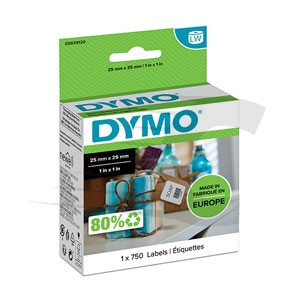 Dymo S0929120 etiqueta cuadrada negro sobre blanco 25 x 25mm