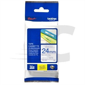 Brother TZe-253 cinta 24mm texto azul sobre blanco (8M)