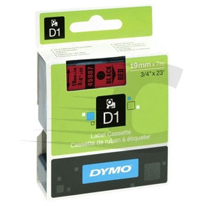 Dymo 45807 (S0720870) cinta poliéster negro sobre rojo 19mm