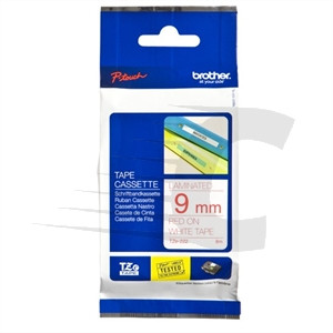 Brother TZe-222 cinta 9mm texto rojo sobre blanco (8M)