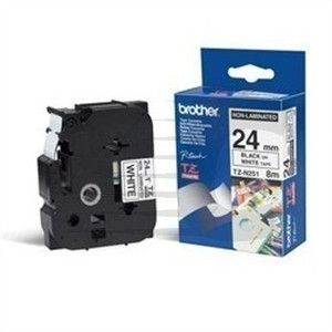 Brother TZe-N251 - 24 mm cinta no laminada negro sobre blanco (8 m)