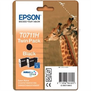 T0711H 2 x Cartuchos de tinta (Epson T071140H) negro