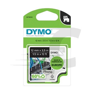 Dymo 16957 (S0718040) cinta nylon flexible negro sobre blanco 12mm