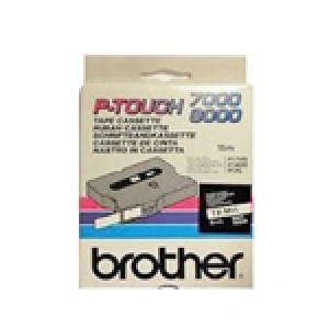 Brother TX-M11 fita laminada texto preto mate sobre transparente 6mm