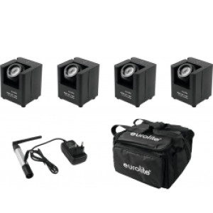 EuroLite Set 4x AKKU UP-1 + SB-4 Soft Bag + QuickDMX Wireless Tran trådløs taske