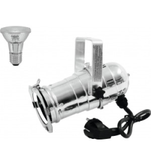 EuroLite Set PAR-20 Spot sil + PAR-20 230V SMD 6W E-27 LED 6500K fåøjepå sæt få