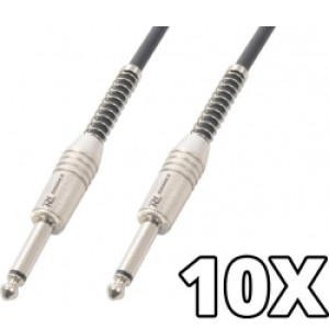 10 x Guitarkabel Jack 6.3mm til Jack 6.3mm Mono. 6m - Pakkesæt bundle ingen