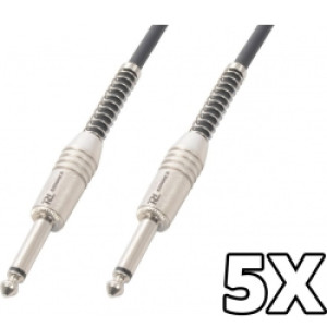 5 x Guitarkabel Jack 6.3mm til Jack 6.3mm Mono. 3m - Pakkesæt bundle ingen