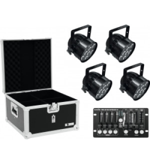 EuroLite Set 4x LED PAR-56 QCL bk + Case + Controller TILBUD NU