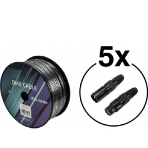 EuroLite Set DMX Cable 2x0.22 100m bk + 10 Connectors TILBUD NU