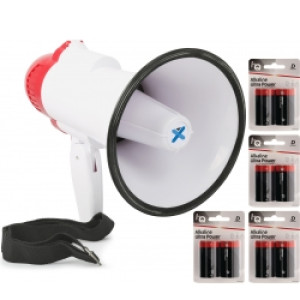 Standard Megafon 20W inkl. dobbelt batteripakke (i alt 8 stk. D batterier)
