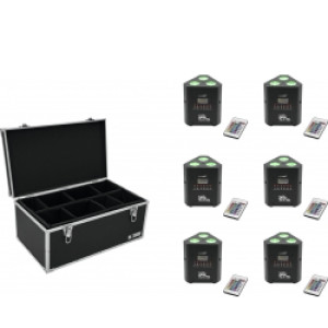 EuroLite Set 6x AKKU TL-3 TCL Trusslight QuickDMX + Case TDV-1 TILBUD NU