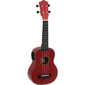 Dimavery UK-100 Soprano Ukulele, flamed red TILBUD NU