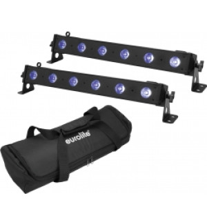 EuroLite Set 2x LED BAR-6 QCL RGB+UV Bar + Soft Bag TILBUD NU
