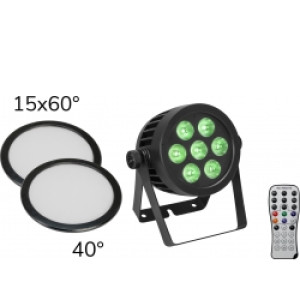 EuroLite Set LED IP PAR 7x8W QCL Spot + 2x Diffuser Cover (15x60° and 40°)