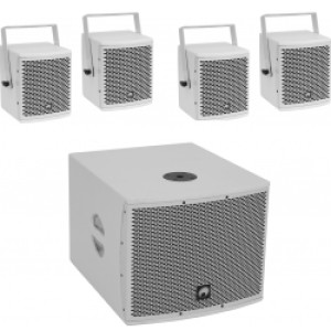 Omnitronic Set MOLLY-12A Subwoofer active + 4x MOLLY-6 Top 8 ohms, white TILBUD