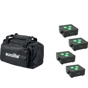 EuroLite Set 4x AKKU IP Flat Light 3 bk + Soft Bag TILBUD NU