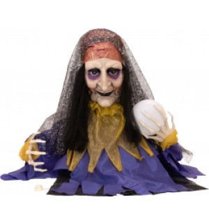 Halloween Dekoration, Animeret Figur Med Lys- og Lydeffekter, Spåkonen, 50cm