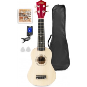 Ukulele Pakke med taske, digital-tuner, plektre og ekstra strengesæt, Lys træ