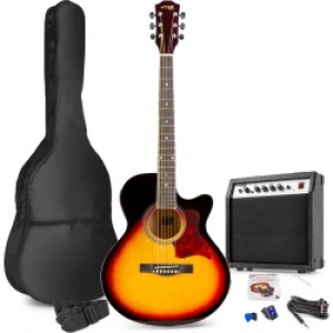Western Guitar, halvakustisk "Komplet Guitarpakke" 40W guitar-forstærker, taske