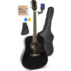 Western Guitar Pakke med taske, digital-tuner, plektre, rem og ekstra strengesæt