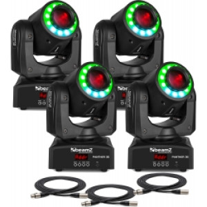 Moving Head pakke med 4 stk. BeamZ Panther 35 Led Spot Moving Head Med Led Ring