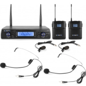 Trådløst Headset System WM62B / 2x16 UHF kanaler / 2 Headset og 2 Knaphulsmikrof
