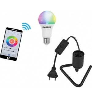 EuroLite Set LED E27 RGB/WW/CW WiFi + Triangle Base black TILBUD NU