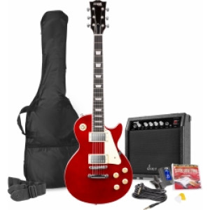 GigKit Elektrisk Guitar Pakke LP Stil Mørkerød TILBUD NU